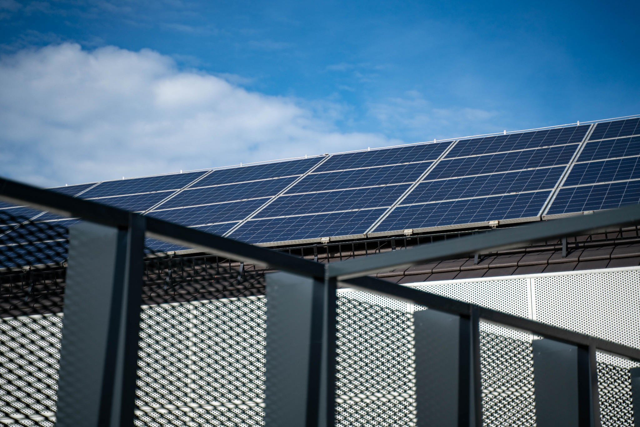 Solar panels on a modern building